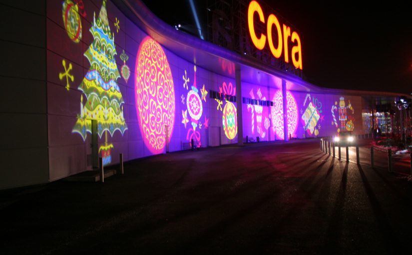 Décoration Projections Exterieures Espace Witty du Cora de Wittenheim pour Noël